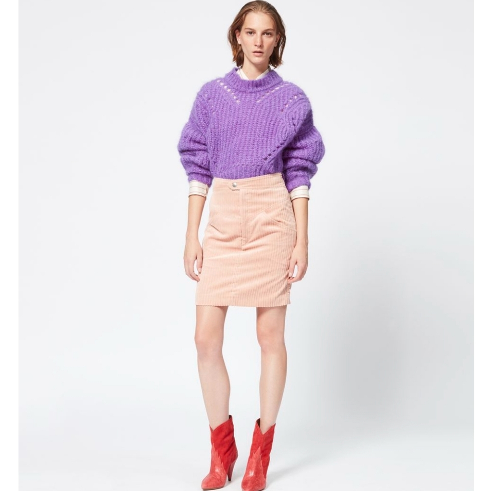 Isabel Marant High Waist Marsh Pink Corduroy Skirt
